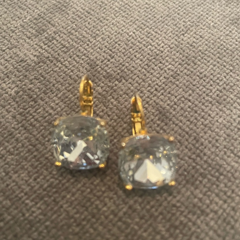 Kate Spade Cushion Round Squared Away Lever Back Earrings with gold tone